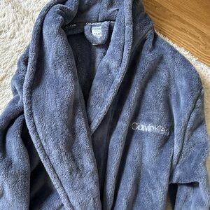 Calvin Klein Plush Robe in Slate Blue Gray